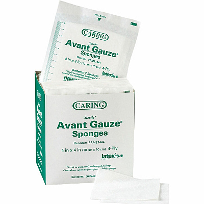 Medline Avant Sterile Gauze Sponges 4 Ply - 4" Width x 4" Length - White - 50 / Box (PRM21444)