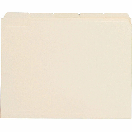 Business Source 1/5 Tab Cut Letter Recycled Top Tab File Folder 8 1/2" x 11" - 3/4" Expansion - Top Tab Location - Assorted Tab Position - 11 pt. - Manila Paper - Manila - 10% Recycled - 100 / Box (BSN43567)