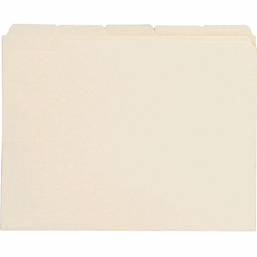Business Source 1/5 Tab Cut Letter Recycled Top Tab File Folder 8 1/2" x 11" - 3/4" Expansion - Top Tab Location - Assorted Tab Position - 11 pt. - Manila Paper - Manila - 10% Recycled - 100 / Box (BSN43567)