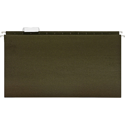Business Source 1/5 Tab Cut Legal Recycled Hanging Folder 8 1/2" x 14" - 11 pt. - Poly - Green - 100% Recycled - 25 / Box (BSN43570)