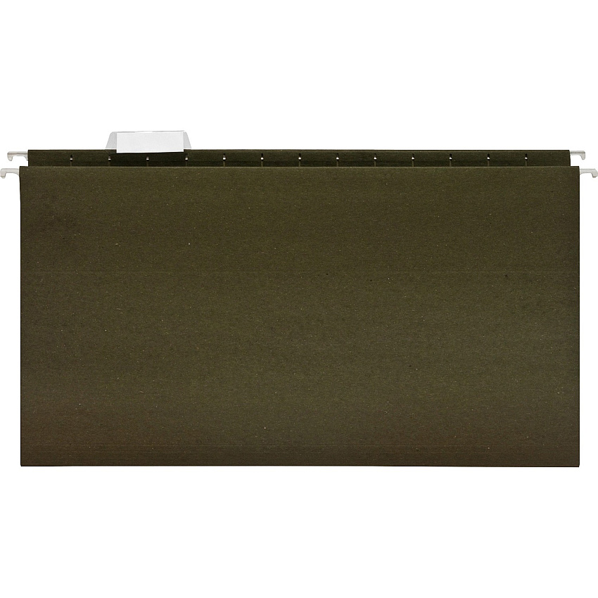 Business Source 1/5 Tab Cut Legal Recycled Hanging Folder 8 1/2" x 14" - 11 pt. - Poly - Green - 100% Recycled - 25 / Box (BSN43570)