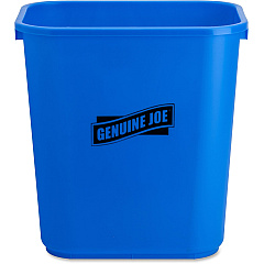 Genuine Joe 28-1/2 Quart Recycle Wastebasket 7.13 gal Capacity - Rectangular - 15" Height x 14.5" Width x 10.5" Depth - Blue, White - 1 Each (GJO57257)