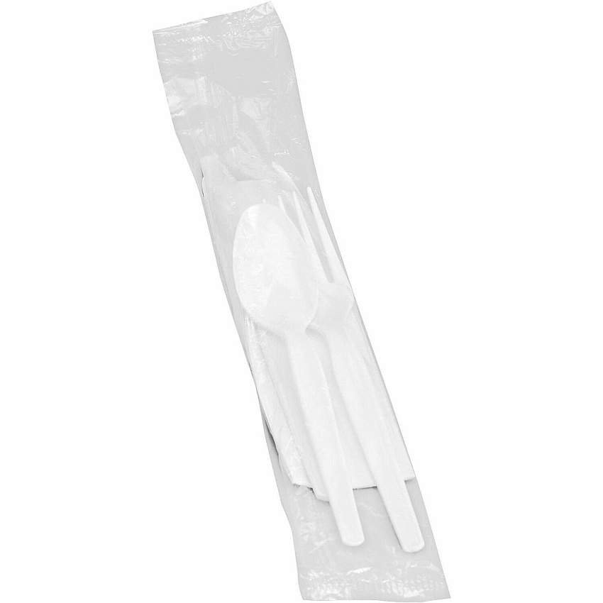 Genuine Joe 4-Piece Medium-Weight Utensil Kit 4 Piece(s) - Disposable - White - 250 / Carton (GJO58926)