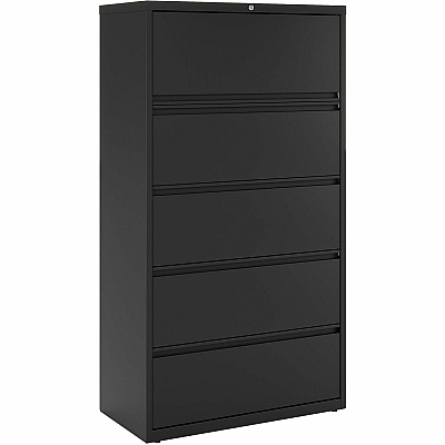 Lorell Fortress Series Lateral File 36" Width x 18.6" Depth x 67.7" Height - 5 x Drawer(s) for File - Letter, Legal, A4 - Lateral - Rust Proof, Interlocking, Leveling Glide, Ball-bearing Suspension, Label Holder - Black - Recycled - 1 Each (LLR60551)
