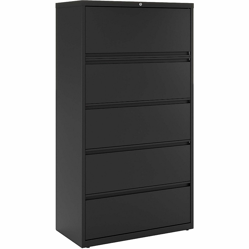 Lorell Fortress Series Lateral File 36" Width x 18.6" Depth x 67.7" Height - 5 x Drawer(s) for File - Letter, Legal, A4 - Lateral - Rust Proof, Interlocking, Leveling Glide, Ball-bearing Suspension, Label Holder - Black - Recycled - 1 Each (LLR60551)