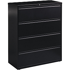 Lorell Fortress Series Lateral File 42" Width x 18.6" Depth x 52.5" Height - 4 x Drawer(s) for File - Letter, Legal, A4 - Lateral - Interlocking, Leveling Glide, Label Holder, Ball-bearing Suspension - Black - Recycled - 1 Each (LLR60552) Lorell Fortress Series Lateral File 42" Width x 18.6" Depth x 52.5" Height - 4 x Drawer(s) for File - Letter, Legal, A4 - Lateral - Interlocking, Leveling Glide, Label Holder, Ball-bearing Suspension - Black - Recycled - 1 Each (LLR60552)