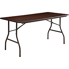 Lorell Economy Folding Table Melamine Rectangle Top - 500 lb Capacity - 60" Table Top Length x 30" Table Top Width x 0.63" Table Top Thickness - 29" Height - Mahogany - 1 Each (LLR65755) Lorell Economy Folding Table Melamine Rectangle Top - 500 lb Capacity - 60" Table Top Length x 30" Table Top Width x 0.63" Table Top Thickness - 29" Height - Mahogany - 1 Each (LLR65755)