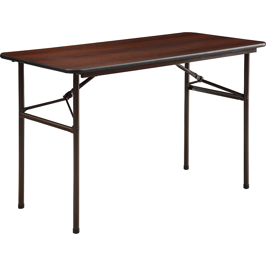 Lorell Economy Folding Table Melamine Rectangle Top - 500 lb Capacity - 48" Table Top Length x 24" Table Top Width x 0.63" Table Top Thickness - 29" Height - Mahogany - 1 Each (LLR65759)