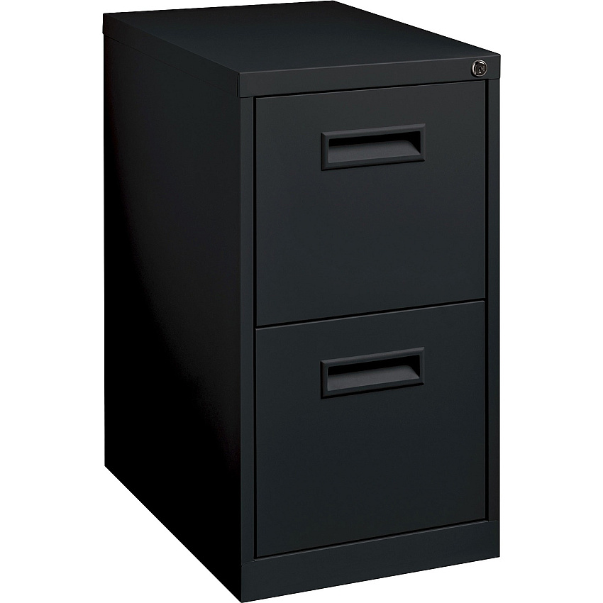 Lorell 22" File/File Mobile File Cabinet with Recessed Pull 15" Width x 22.9" Depth x 28" Height - 2 x Drawer(s) for File - Letter - Security Lock, Ball-bearing Suspension - Black - Powder Coated - Steel - Recycled - 1 Each (LLR67733)