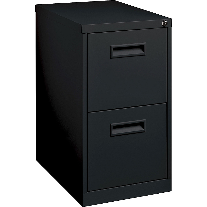 Lorell 19" File/File Mobile File Cabinet with Recessed Pull 15" Width x 19" Depth x 28" Height - 2 x Drawer(s) for File - Letter - Locking Casters, Security Lock, Ball-bearing Suspension - Black - Powder Coated - Steel - Recycled - 1 Each (LLR67741)