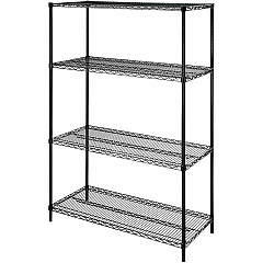 Lorell Industrial Wire Shelving 36" Width x 24" Depth x 72" Height - 4 x Shelf(ves) - 4000 lb Load Capacity - Black - Steel - 1 Each (LLR69145) Lorell Industrial Wire Shelving 36" Width x 24" Depth x 72" Height - 4 x Shelf(ves) - 4000 lb Load Capacity - Black - Steel - 1 Each (LLR69145)