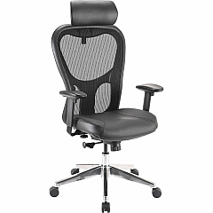 Lorell Elevate Mesh High-Back Executive Office Chair Black Seat Color - Leather Seat Material - Aluminum Frame Material - 5-star Base - 1 Each (LLR85035)