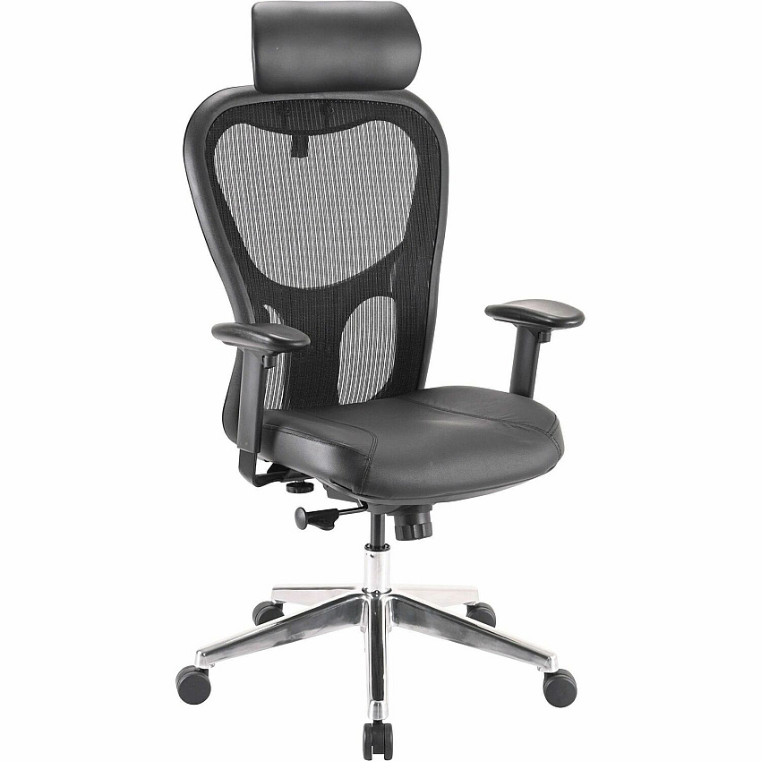 Lorell Elevate Mesh High-Back Executive Office Chair Black Seat Color - Leather Seat Material - Aluminum Frame Material - 5-star Base - 1 Each (LLR85035)