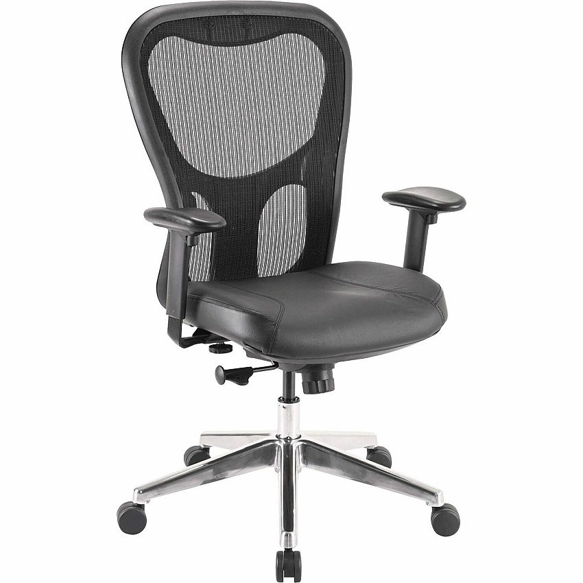 Lorell Elevate Mesh Mid-Back Office Chair Black Seat Color - Leather Seat Material - Aluminum Frame Material - 5-star Base - 1 Each (LLR85036)