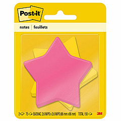 Post-it® Super Sticky Die-Cut Notes 150 - 3" Flag/Note Width x 3" Flag/Note Length - Star - 75 Sheets per Pad - Unruled - Yellow, Pink - Self-adhesive - 1 Pack (7350SSSTR) Post-it® Super Sticky Die-Cut Notes 150 - 3" Flag/Note Width x 3" Flag/Note Length - Star - 75 Sheets per Pad - Unruled - Yellow, Pink - Self-adhesive - 1 Pack (7350SSSTR)