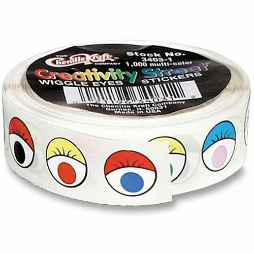 Creativity Street Wiggle Eyes Stickers Self-adhesive - Assorted - 1 Roll (340301)