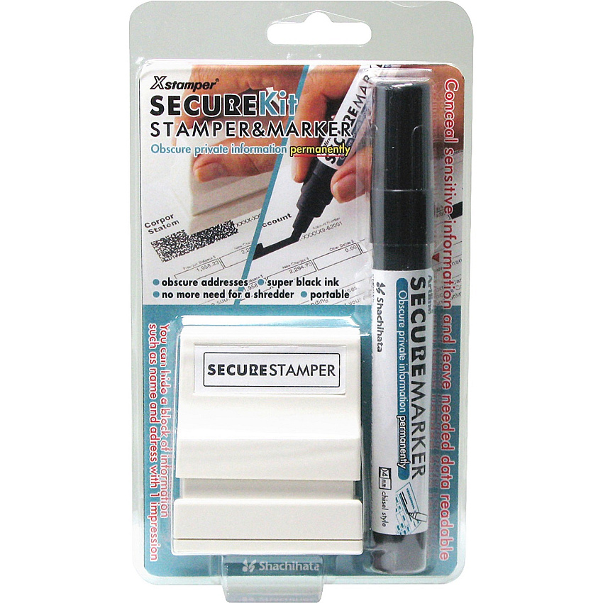 Xstamper Small Security Stamper Kit 0.50" Impression Width x 1.69" Impression Length - Black - 1 Pack (35302)