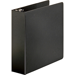 Business Source Basic Round-ring Binder 3" Binder Capacity - Letter - 8 1/2" x 11" Sheet Size - 3 Ring - Fastener: Round Ring - Pocket: Inside Front & Back - Vinyl - Black - 1.20 lb - Exposed Rivet, Non Locking Mechanism, Sheet Lifter, Open and (BSN09978)