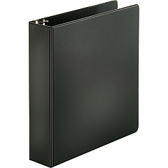 Business Source Basic Round-ring Binder 2" Binder Capacity - Letter - 8 1/2" x 11" Sheet Size - 3 Ring - Fastener: Round Ring - Pocket: Inside Front & Back - Vinyl - Black - 1 lb - Recycled - Exposed Rivet, Non Locking Mechanism, Open and Close (BSN09977)