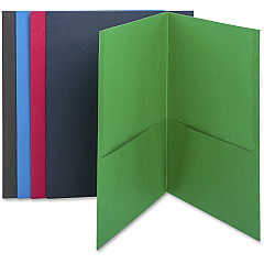 Business Source Letter Recycled Pocket Folder 8 1/2" x 11" - 100 Sheets Capacity - 2 Internal Pocket - Paper - Assorted - Die-cut, Card Holder - 35% Recycled - 25 / Box (BSN78502)