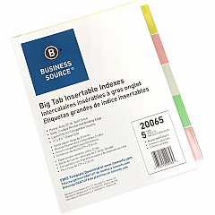 Business Source Reinforced Insertable Tab Indexes 5 Tab(s) - 2" Tab Width - 8.5" Divider Width x 11" Divider Length - Letter - 3 Hole Punched - Buff Divider - Manila Tab(s) - Mylar Reinforcement, Insertable, Reinforced Edges, Punched, Tear Resi (BSN20065) Business Source Reinforced Insertable Tab Indexes 5 Tab(s) - 2" Tab Width - 8.5" Divider Width x 11" Divider Length - Letter - 3 Hole Punched - Buff Divider - Manila Tab(s) - Mylar Reinforcement, Insertable, Reinforced Edges, Punched, Tear Resi (BSN20065)