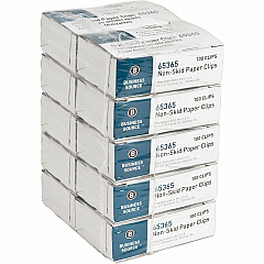 Business Source Non-Skid Paper Clips Standard - No. 1 - 0.4" Length x 1.3" Width - Silver - Steel - 100/Box - 10 / Pack (BSN65365) Business Source Non-Skid Paper Clips Standard - No. 1 - 0.4" Length x 1.3" Width - Silver - Steel - 100/Box - 10 / Pack (BSN65365)