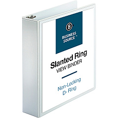 Business Source Basic D-Ring White View Binders 2" Binder Capacity - Letter - 8 1/2" x 11" Sheet Size - Fastener: D-Ring - Polypropylene - White - 1.50 lb - Clear Overlay - 1 Each (BSN28442) Business Source Basic D-Ring White View Binders 2" Binder Capacity - Letter - 8 1/2" x 11" Sheet Size - Fastener: D-Ring - Polypropylene - White - 1.50 lb - Clear Overlay - 1 Each (BSN28442)