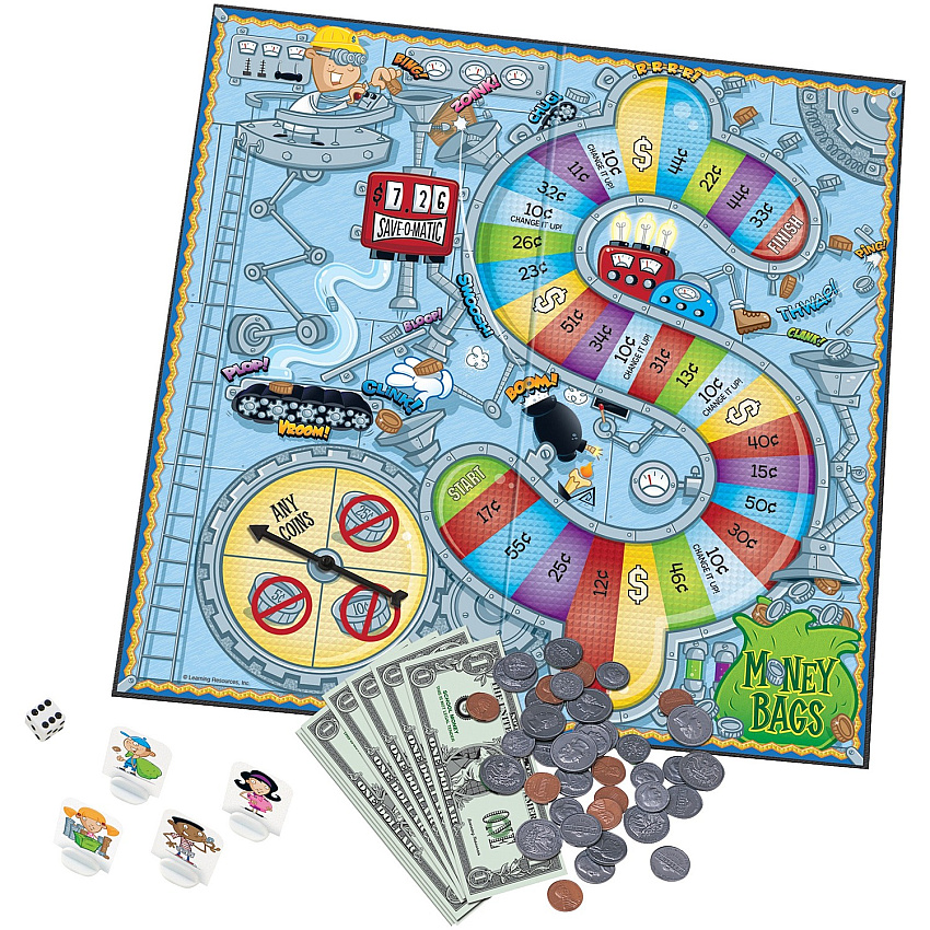 Learning Resources Money Bags Coin Value Game Classic - 2 to 4 Players - 1 Each (LER5057)