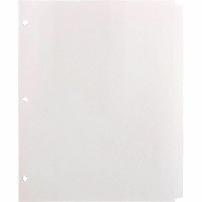 Business Source Reinforced Hole Punched Indexes 5 Write-on Tab(s) - 5 Tab(s)/Set - 3 Hole Punched - White Divider - 100% Recycled - Non-laminated, Mylar Reinforcement - 36 / Box (BSN36683)