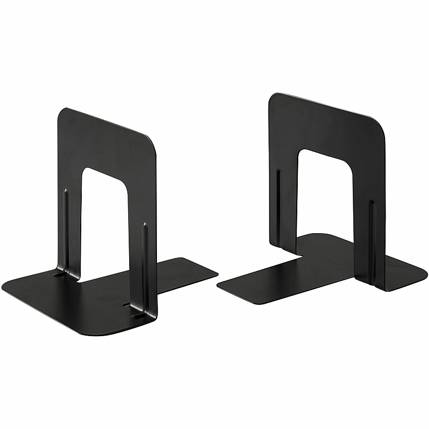 Business Source Heavy-gauge Steel Book Supports 5.25" Height x 5" Width x 4.75" Depth - Desktop - Non-skid Base, Scratch Resistant, Stain Resistant - Enamel - Black - Steel - 2 / Pair (BSN42550)