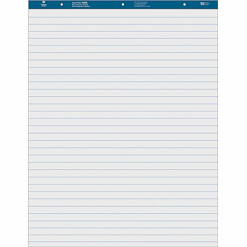 Business Source Standard Ruled Easel Pad 50 Sheets - 15 lb Basis Weight - 27" x 34" Sheet Size - White Paper - Perforated - 4 / Carton (BSN36586)
