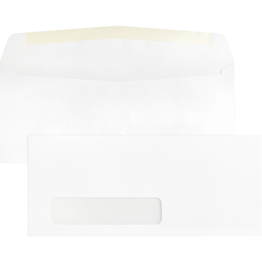 Business Source Economical No. 10 Window Envelope Single Window - #10 - 9 1/2" Width x 4 1/8" Length - 24 lb - White - 500 / Box (BSN42251)