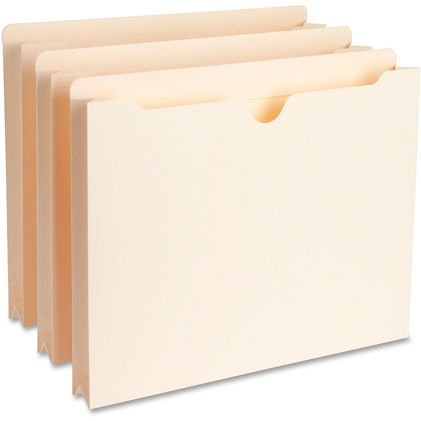 Business Source Straight Tab Cut Letter Recycled File Pocket 8 1/2" x 11" - 1 1/2" Expansion - 11 pt. - Manila - Slip Resistant, Reinforced Tab, Heavyweight Cover - 10% Recycled - 50 / Box (BSN65798)