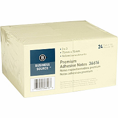 Business Source Yellow Repostionable Adhesive Notes 3" Flag/Note Width x 3" Flag/Note Length - Square - Yellow - Repositionable, Solvent-free Adhesive - 24 / Pack (BSN36616) Business Source Yellow Repostionable Adhesive Notes 3" Flag/Note Width x 3" Flag/Note Length - Square - Yellow - Repositionable, Solvent-free Adhesive - 24 / Pack (BSN36616)