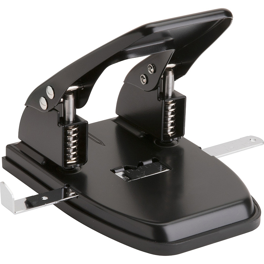 Business Source Heavy-duty 2-Hole Punch 2 Punch Head(s) - 30 Sheet of 20lb Paper - 9/32" Punch Size - Round Shape - Steel, Rubber - Black - 1 Each (BSN65626)