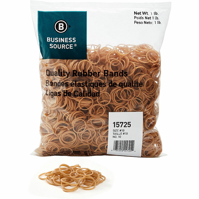 Business Source Quality Rubber Bands Size: #10 - 1.3" Length x 0.1" Width - Sustainable - Rubber - Crepe - 3700 / Pack (BSN15725)