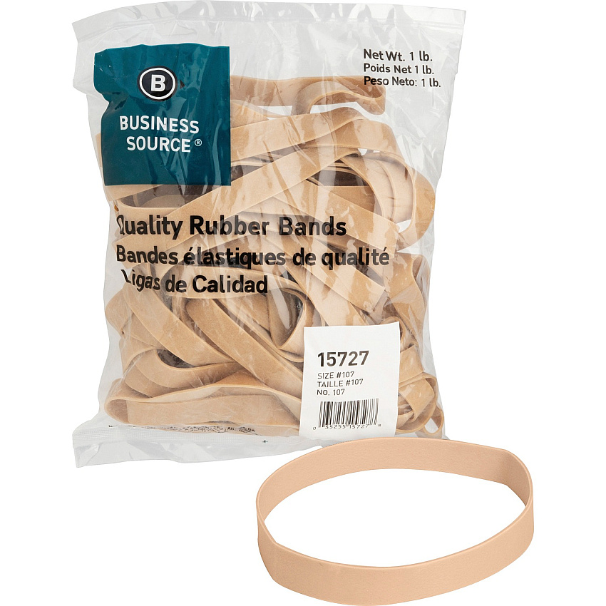 Business Source Quality Rubber Bands Size: #107 - 7" Length x 0.6" Width - Sustainable - Rubber - Crepe - 40 / Pack (BSN15727)