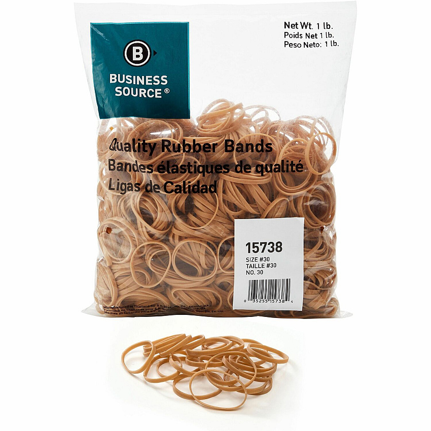 Business Source Quality Rubber Bands Size: #30 - 2" Length x 0.1" Width - Sustainable - Rubber - Crepe - 1150 / Pack (BSN15738)