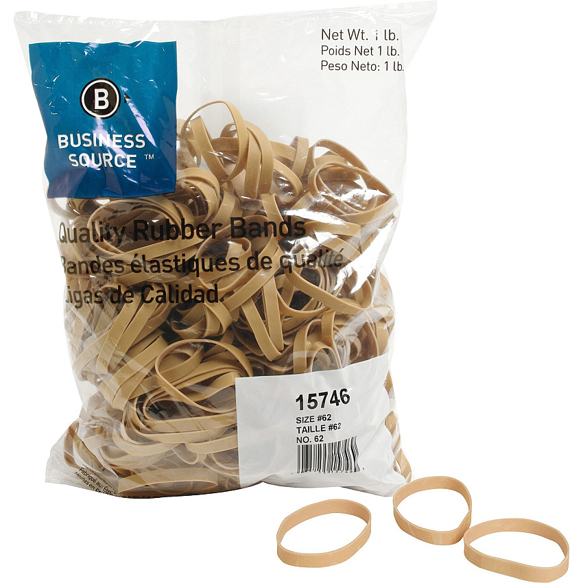 Business Source Quality Rubber Bands Size: #62 - 2.5" Length x 0.3" Width - Sustainable - Rubber - Crepe - 450 / Pack (BSN15746)