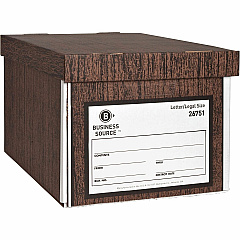 Business Source Economy Medium-duty Storage Boxes External Dimensions: 10" Width x 12" Depth x 15" Height - Media Size Supported: Legal, Letter - Lift-off Closure - Medium Duty - Stackable - Cardboard - Wood Grain - For File - Recycled - 12 / C (BSN26751) Business Source Economy Medium-duty Storage Boxes External Dimensions: 10" Width x 12" Depth x 15" Height - Media Size Supported: Legal, Letter - Lift-off Closure - Medium Duty - Stackable - Cardboard - Wood Grain - For File - Recycled - 12 / C (BSN26751)
