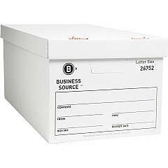 Business Source Lift-off Lid Light Duty Storage Box External Dimensions: 12" Width x 24" Depth x 10" Height - Media Size Supported: Letter - Lift-off Closure - Light Duty - Stackable - Cardboard - White - For File - Recycled - 12 / Carton (BSN26752) Business Source Lift-off Lid Light Duty Storage Box External Dimensions: 12" Width x 24" Depth x 10" Height - Media Size Supported: Letter - Lift-off Closure - Light Duty - Stackable - Cardboard - White - For File - Recycled - 12 / Carton (BSN26752)