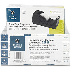 Business Source Invisible Tape Dispenser Value Pack 27.78 yd Length x 0.75" Width - 1" Core - Clear - Acetate - Dispenser Included - Desktop Dispenser - For Multi Surface, Mending, Splicing, Holding - 12 / Pack (BSN32948) Business Source Invisible Tape Dispenser Value Pack 27.78 yd Length x 0.75" Width - 1" Core - Clear - Acetate - Dispenser Included - Desktop Dispenser - For Multi Surface, Mending, Splicing, Holding - 12 / Pack (BSN32948)