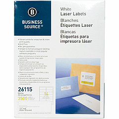 Business Source Bright White Premium-quality Address Labels 1 1/3" Width x 4" Length - Permanent Adhesive - Rectangle - Laser, Inkjet - White - 14 / Sheet - 250 Total Sheets - 3500 / Pack (BSN26115)