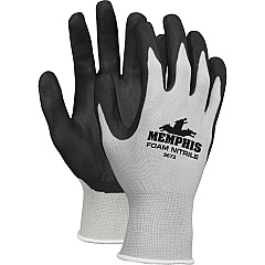 Memphis 13-Gauge Foam Coated Palm Protective Gloves X-Large Size - Nitrile - Gray, Black - Knit Wrist, Comfortable, Seamless, Durable, Cut Resistant, Spill Resistant - For Multipurpose, Industrial - 2 Gloves/Pair - 12 / Dozen (9673XL)