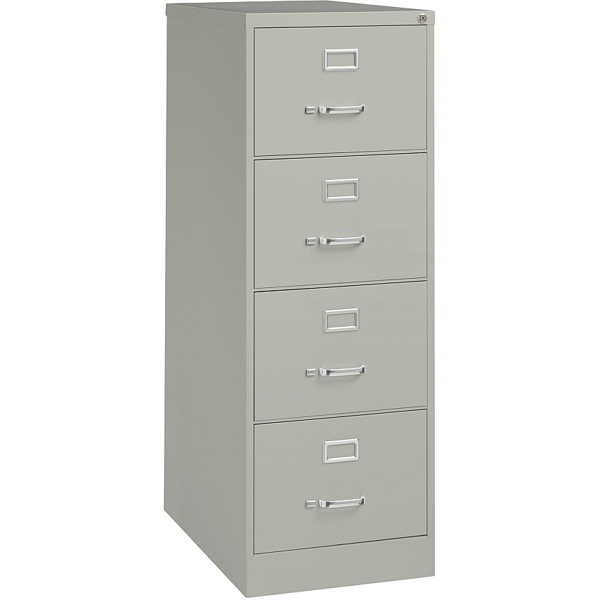 Lorell Fortress Series 26-1/2" Commercial-Grade Vertical File Cabinet 18" Width x 26.5" Depth x 52" Height - 4 x Drawer(s) for File - Legal - Vertical - Lockable, Ball-bearing Suspension, Heavy Duty - Light Gray - Steel - Recycled - 1 Each (LLR60199)