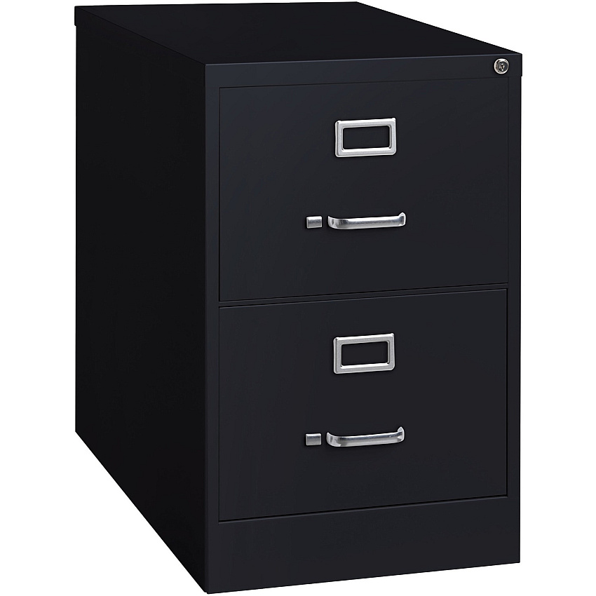 Lorell Fortress Series 26-1/2" Commercial-Grade Vertical File Cabinet 18" Width x 26.5" Depth x 28.4" Height - 2 x Drawer(s) for File - Legal - Vertical - Lockable, Ball-bearing Suspension, Heavy Duty - Black - Steel - Recycled - 1 Each (LLR60661)
