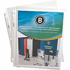 Business Source Sheet Protectors 2.4 mil Thickness - For Letter 8 1/2" x 11" Sheet - 3 x Holes - Ring Binder - Top Loading - Rectangular - Clear - Polypropylene - 50 / Pack (BSN32357)