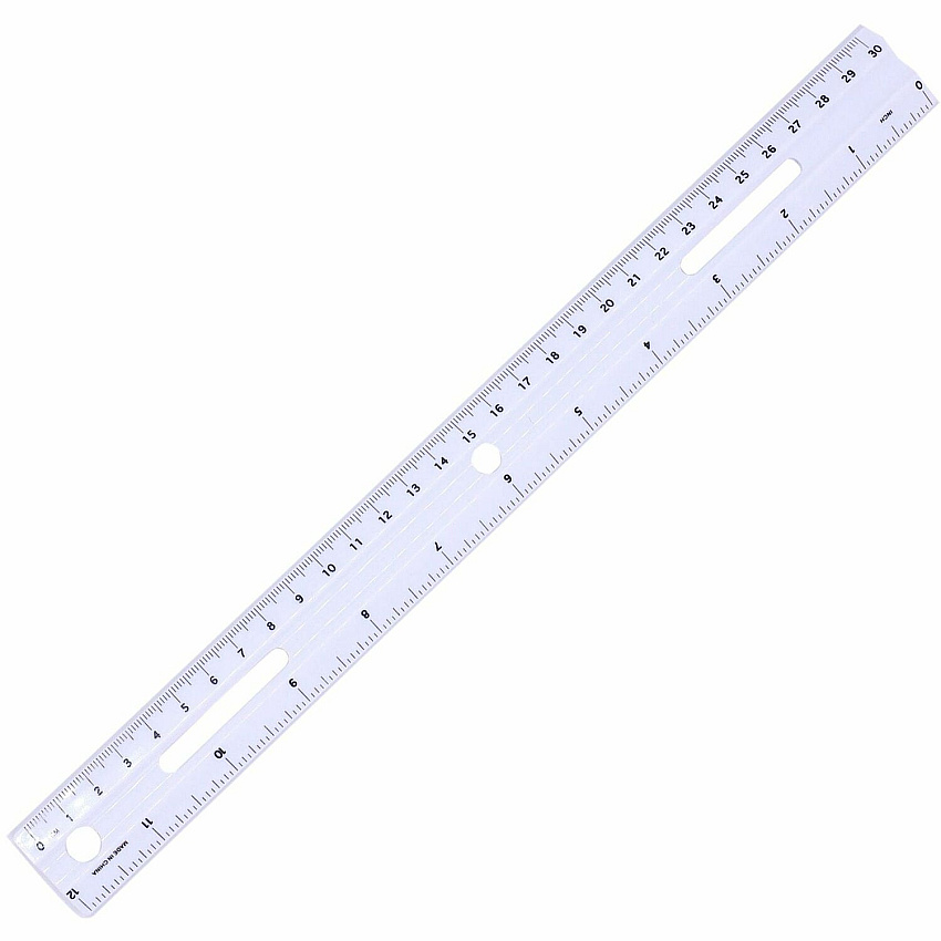 Business Source 12" Ruler 12" Length x 1.3" Width - 1/16 Graduations - Metric, Imperial Measuring System - Plastic - White - 1 Each (BSN32365)