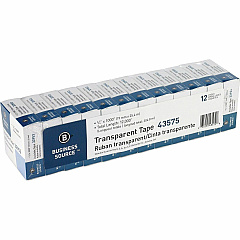 Business Source All-purpose Transparent Glossy Tape 27.78 yd Length x 0.75" Width - 1" Core - Clear - For Sealing, Mending, Protecting - 12 / Pack (BSN43575)