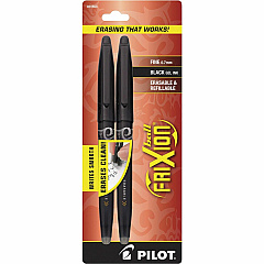FriXion Gel Pens 0.7 mm Fine Pen Point - Erasable - Black Ink - Gel-based - Black Barrel - Document, Writing - 2 / Pack (31553)